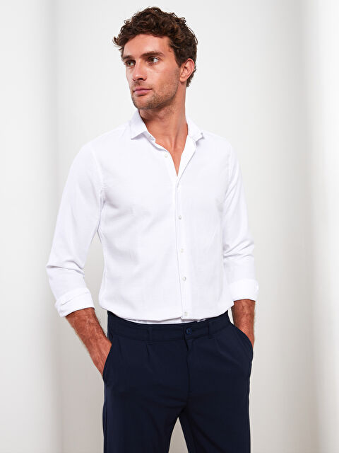 LCW Vision Slim Fit Long Sleeve Dobby Men's Shirt - W21775Z8-KE8