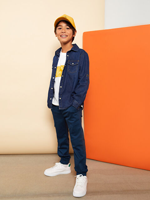 LCW Kids Elastic Waist Basic Gabardine Boy Cargo Trousers - W21845Z4-LYB