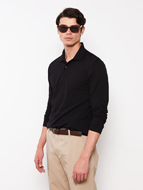 LCWAIKIKI Basic Polo Yaka Uzun Kollu Pike Erkek Tişört - W21908Z8-CVL