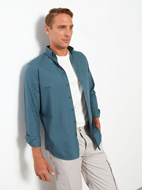 LCWAIKIKI Basic Regular Fit Uzun Kollu Oxford Erkek Gömlek - W21919Z8-PH3