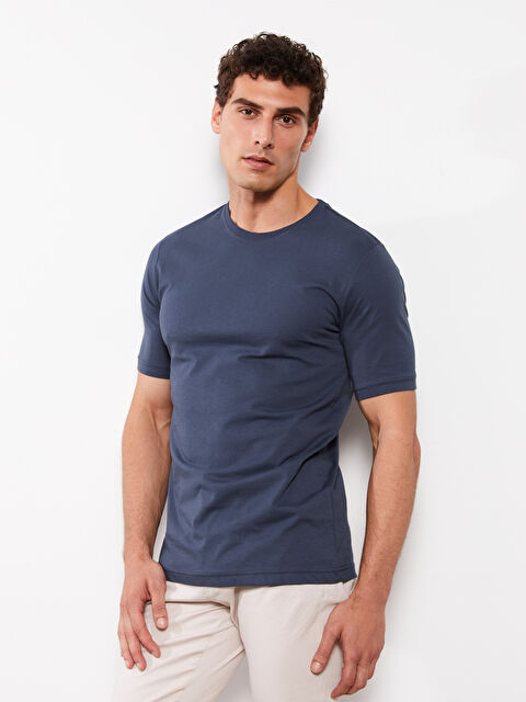 LCWAIKIKI Basic Bisiklet Yaka Penye Erkek Tişört - W21923Z8-M0B