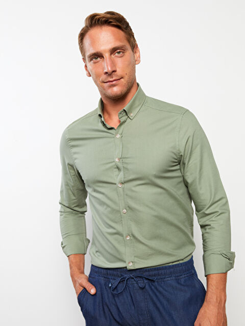 LCWAIKIKI Basic Slim Fit Uzun Kollu Oxford Erkek Gömlek - W21969Z8-CW2