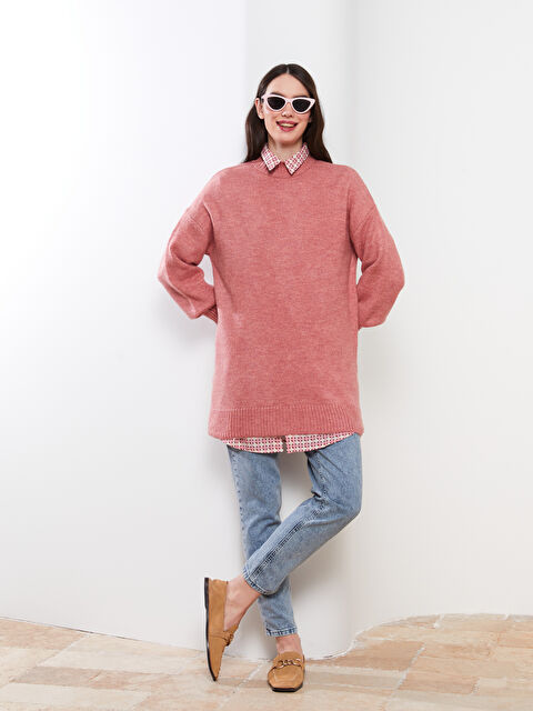 LCW Modest Half Turtleneck Plain Long Sleeve Women's Knitwear Tunic - W21994Z8-SHX