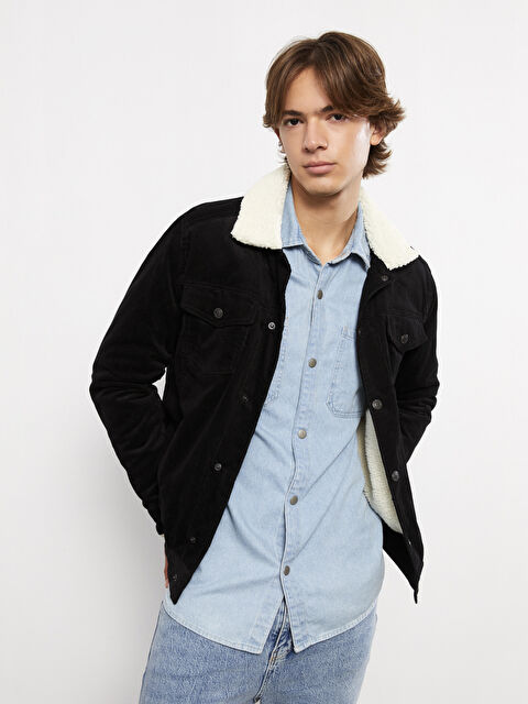 LCW Casual Standart Kalıp Kürk Yakalı Kadife Erkek Mont - W22275Z8-CVL