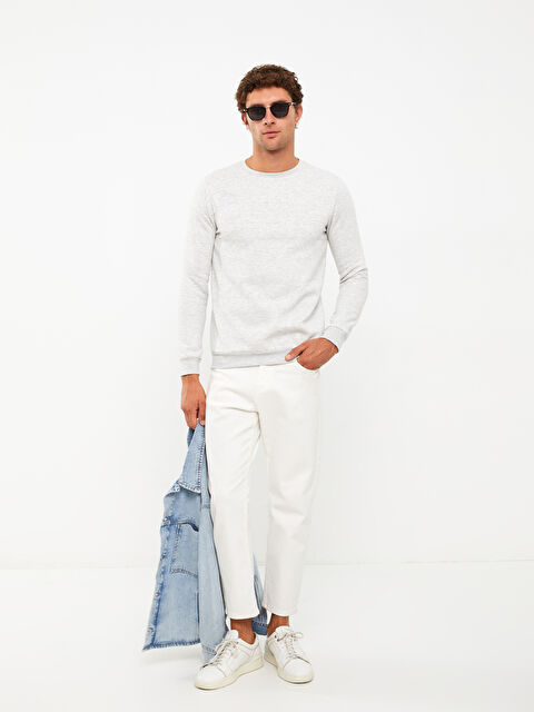 LCWAIKIKI Classic Bisiklet Yaka Baskılı Erkek Kalın Sweatshirt - W22337Z8-L8T