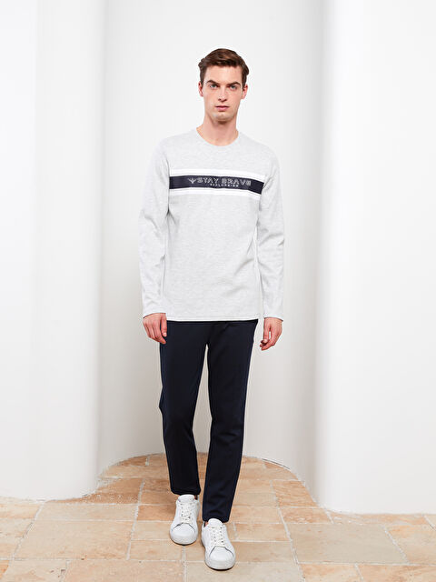 SOUTHBLUE Crew Neck Long Sleeve Printed Men's T-Shirt