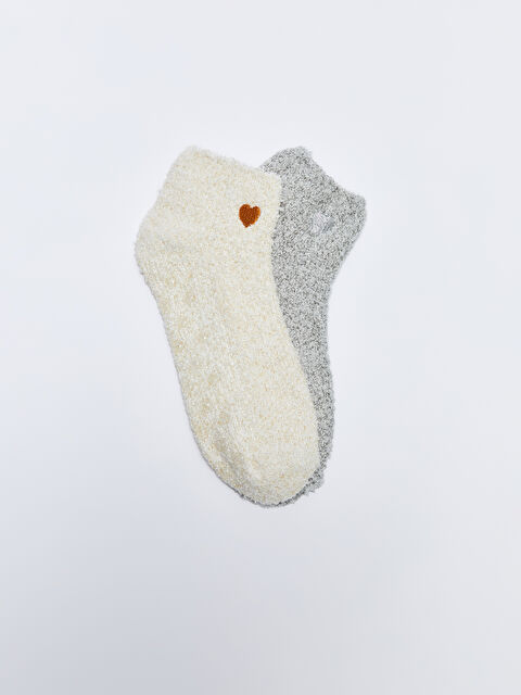 LCW DREAM Embroidered Women's Homewear Socks 2 Pack - W22807Z8-L8Q