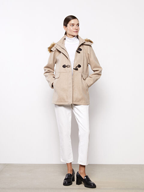 LCWAIKIKI Classic Hooded Regular Long Sleeve Women's Cachet Coat - W23054Z8-CTL