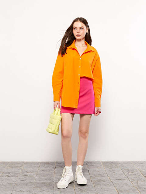 LCW Vision Önden Düğme Kapamalı Düz Uzun Kollu Poplin Kadın Gömlek - W23127Z8-KY0