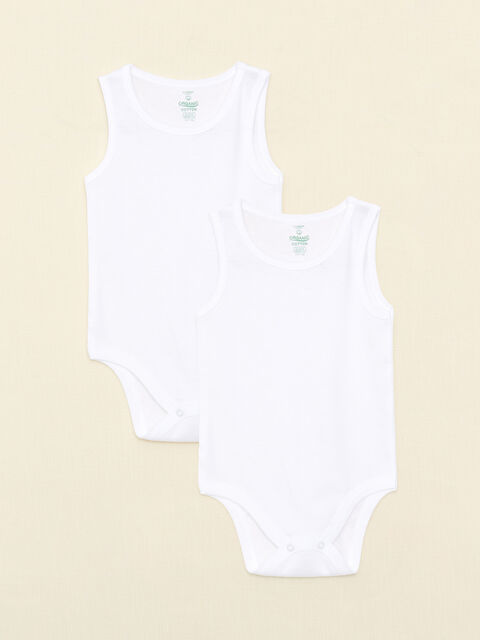 LCW baby Bisiklet Yaka Basic Organik Pamuklu Erkek Bebek Çıtçıtlı Body 2'li - W23220Z1-E5X