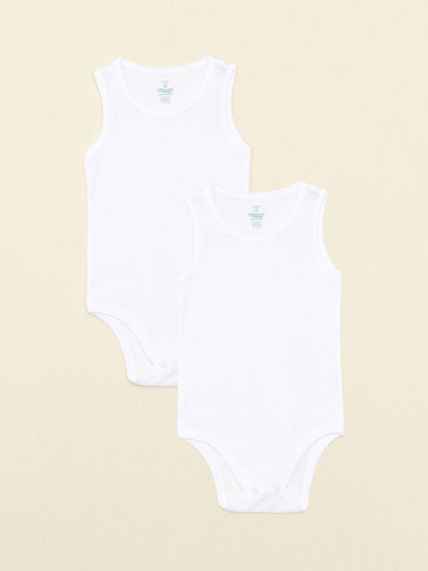 LCW baby Bisiklet Yaka Basic Organik Pamuklu Erkek Bebek Çıtçıtlı Body 2'li - W23221Z1-E5X