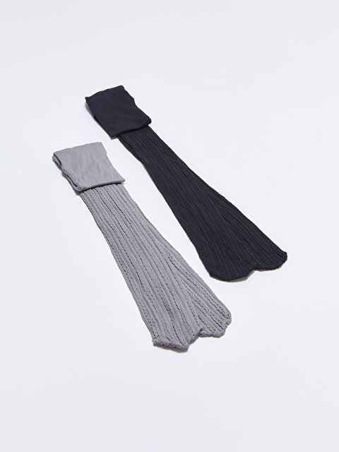 LCW Kids Kendinden Desenli Kız Çocuk Külotlu Çorap 2'li - W23297Z4-J0F