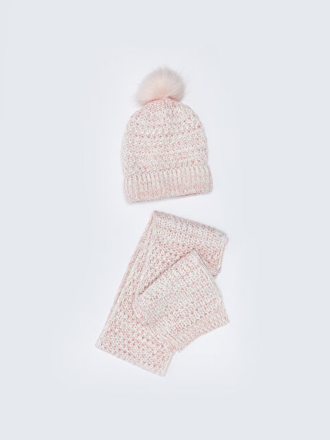 LCW ACCESSORIES Pelüş Ponponlu Kız Çocuk Bere ve Atkı - W23613Z4-DMQ