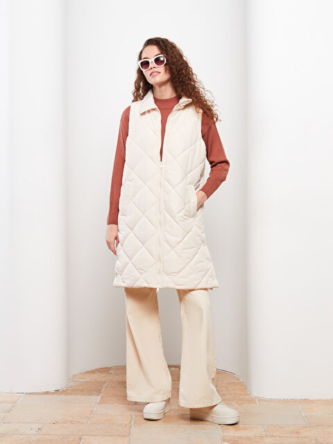 LCW Modest Dik Yaka Kapitone Desenli Kadın Şişme Yelek - W23831Z8-S36