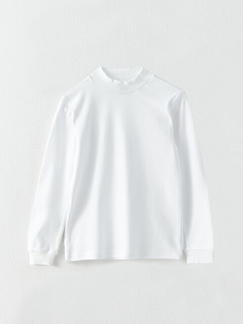 LCW Kids Yarım Balıkçı Yaka Basic Uzun Kollu Pamuklu Erkek Çocuk Tişört - W24114Z4-R9K