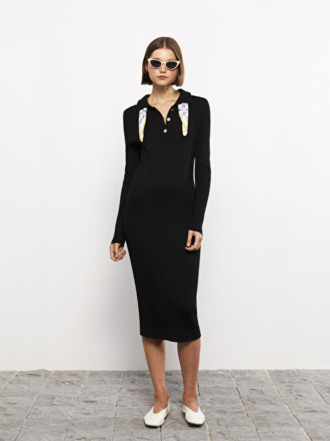 LCW Vision Polo Yaka Kadın Triko Elbise - W24123Z8-RQN