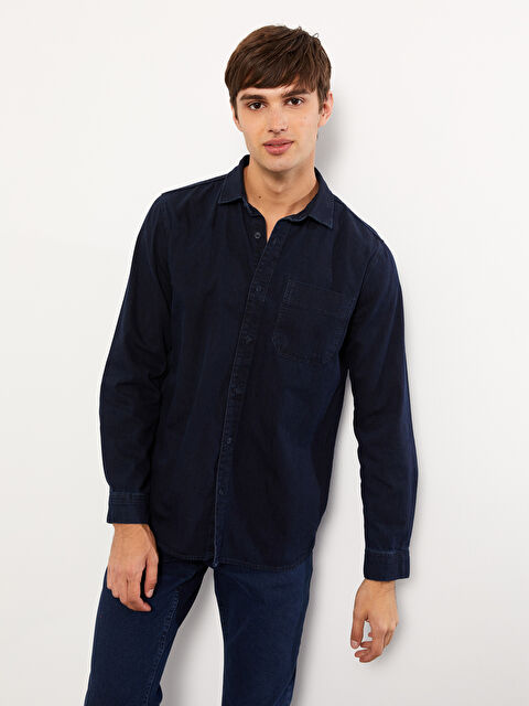 LCW Jeans Regular Fit Uzun Kollu Erkek Jean Gömlek - W24160Z8-309