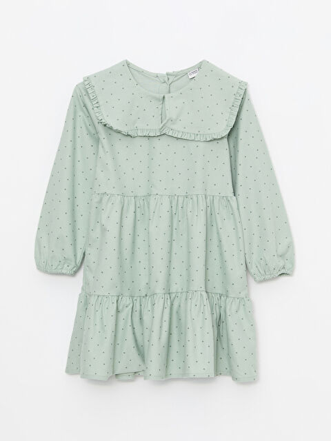 LCW Kids Bebe Yaka Desenli Uzun Kollu Gabardin Kız Çocuk Elbise - W24321Z4-LRL