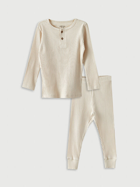 LCW baby Bisiklet Yaka Uzun Kollu Basic Kız Bebek Pijama Takımı - W24457Z1-Q1M