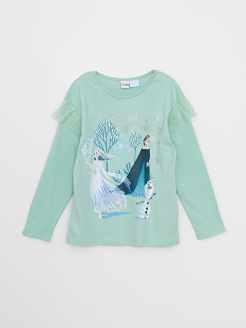 LCW Kids Crew Neck Frozen Printed Long Sleeve Girl's T-Shirt - W24957Z4-G8R