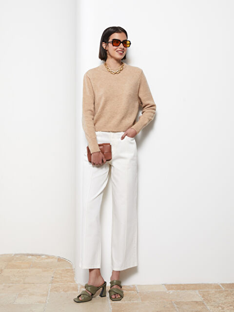 LCW Vision Bisiklet Yaka Düz Uzun Kollu Kadın Triko Kazak - W25031Z8-L8Q