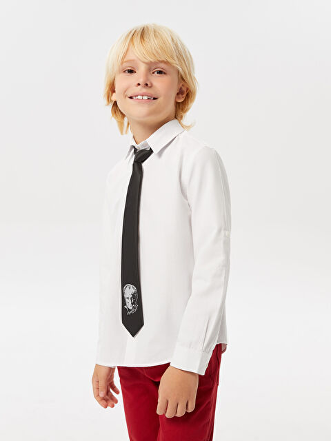 LCW Kids Uzun Kollu Poplin Erkek Çocuk Gömlek ve Atatürk Baskılı Kravat - W25157Z4-R9K