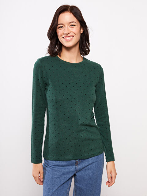 LCWAIKIKI Basic Crew Neck Polka Dot Long Sleeve Women's Body - W25236Z8-LRR