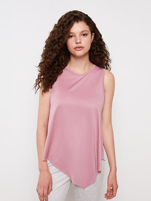 LCW DREAM Kadın Bisiklet Yaka Düz Kolsuz Pijama Üst - W25408Z8-GDD