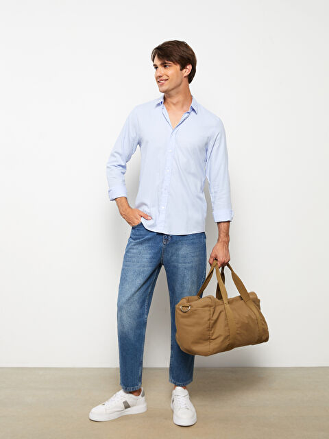 XSIDE Slim Fit Uzun Kollu Gabardin Erkek Gömlek - W25473Z8-J0G