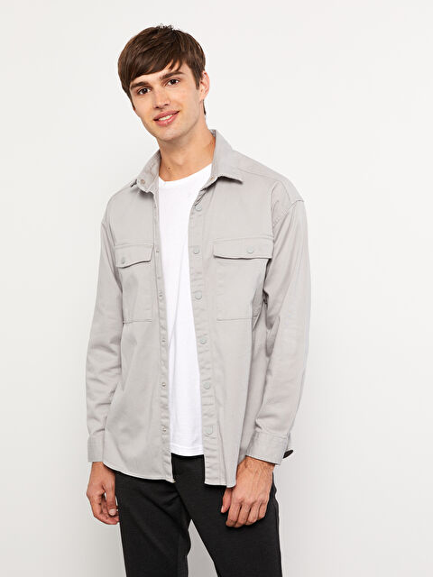 XSIDE Rahat Kalıp Uzun Kollu Erkek Gömlek Ceket - W25477Z8-GDW
