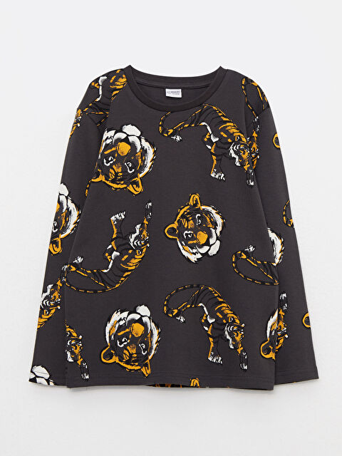 LCW Kids تيشيرت للأولاد بأكمام طويلة مطبوع برقبة دائرية - W25495Z4-LQ9