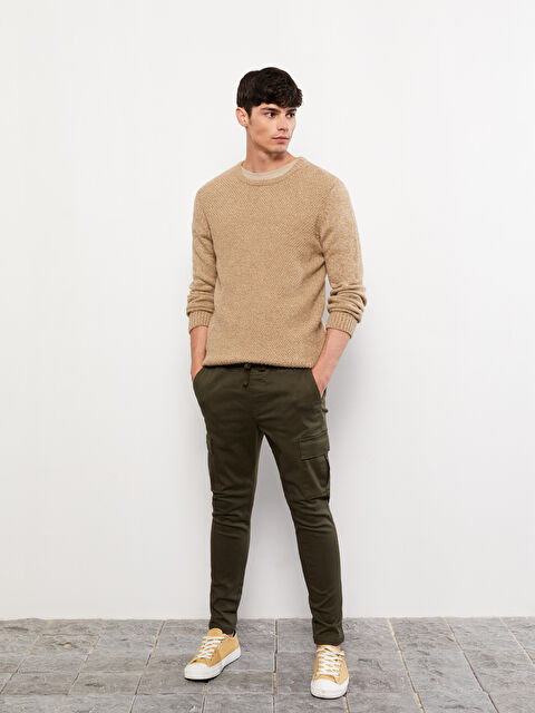 XSIDE Slim Fit Gabardin Erkek Kargo Pantolon - W25519Z8-MGL