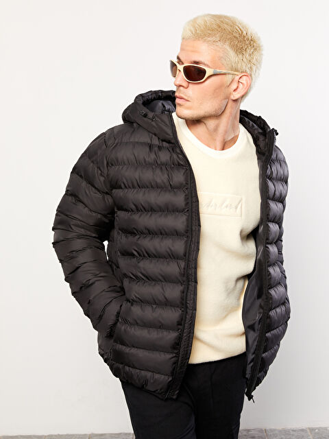 XSIDE Standart Kalıp Kapüşonlu Erkek Şişme Mont - W25749Z8-CVL