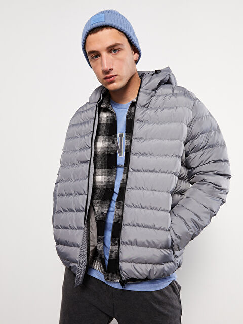 XSIDE Standart Kalıp Kapüşonlu Erkek Şişme Mont - W25749Z8-QJ1