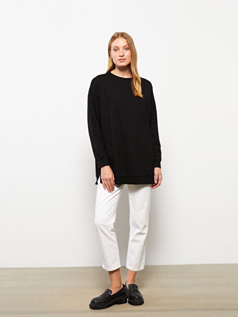 LCWAIKIKI Basic Bisiklet Yaka Düz Uzun Kollu Kadın Sweatshirt - W25871Z8-CVL