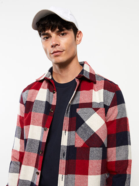 XSIDE Regular Fit Long Sleeve Plaid Men's Flannel Shirt