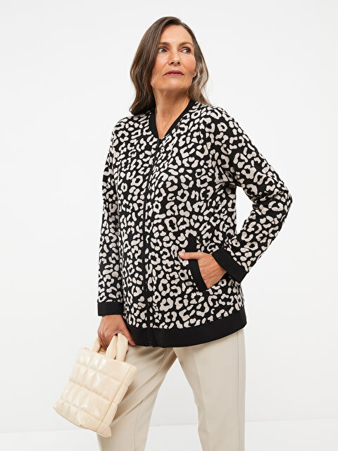 LCW Grace Bisiklet Yaka Desenli Uzun Kollu Kadın Hırka - W25949Z8-LQJ