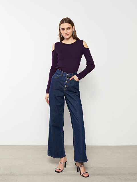 LCWAIKIKI Basic Bisiklet Yaka Düz Uzun Kollu Kadın Triko Kazak - W26174Z8-HNN