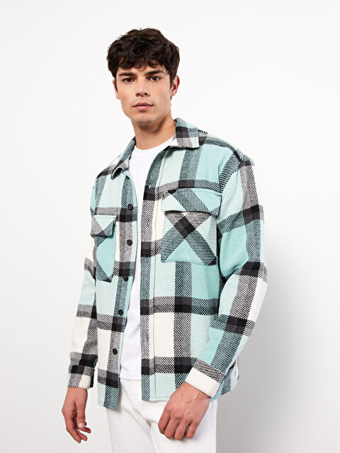 XSIDE Rahat Kalıp Uzun Kollu Ekose Erkek Oduncu Gömlek Ceket - W26281Z8-LLF