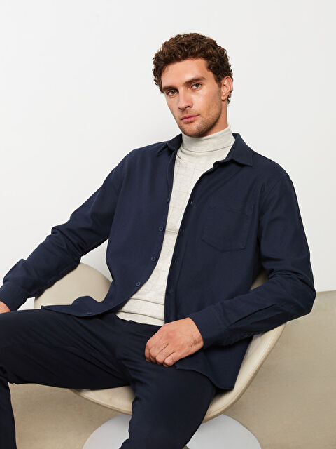 LCWAIKIKI Basic Regular Fit Long Sleeve Gabardine Men's Shirt Jacket - W26383Z8-RFH