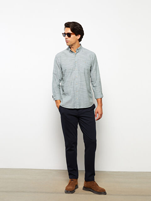 LCWAIKIKI Basic Regular Fit Uzun Kollu Desenli Erkek Gömlek - W26386Z8-S3L