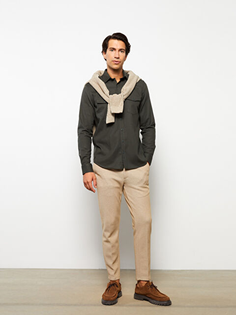 LCWAIKIKI Basic Regular Fit Uzun Kollu Gabardin Erkek Gömlek - W26401Z8-S4A