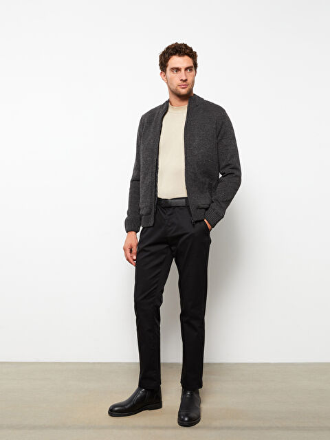 LCWAIKIKI Basic Standart Kalıp Dik Yaka Uzun Kollu Erkek Triko Hırka - W26516Z8-E95