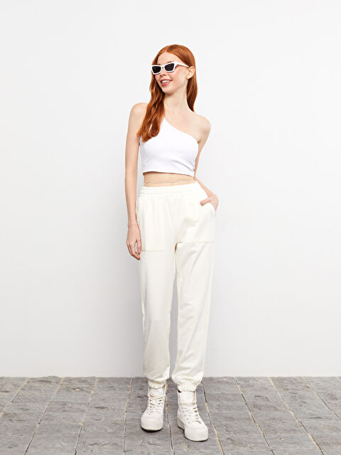 LCW Vision Pantalons de survêtement jogger unis à taille élastiquée pour Femmes - W26555Z8-FDH