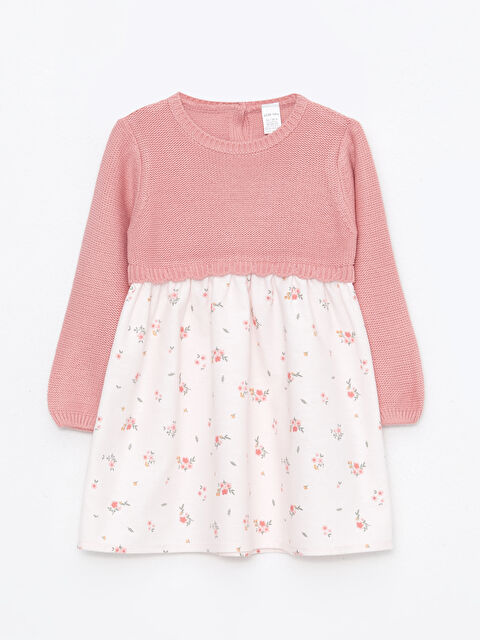 LCW baby Bisiklet Yaka Uzun Kollu Pamuklu Kız Bebek Elbise - W26773Z1-FGV
