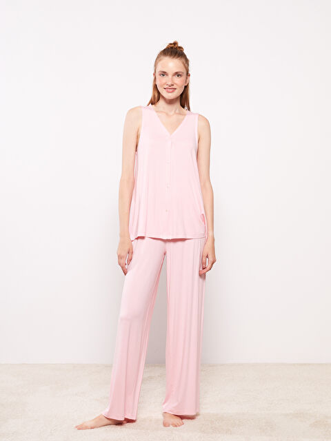 LCW DREAM Kadın V Yaka Düz Pijama Takımı - W27021Z8-FVB