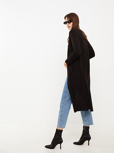 LCWAIKIKI Basic Жилетка от трико с шал яка, изчистен дизайн и дълъг ръкав за жени - W27164Z8-K3W