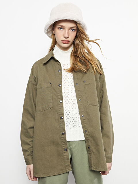 LCW Jeans Oversize Kadın Jean Gömlek Ceket - W27388Z8-CTA