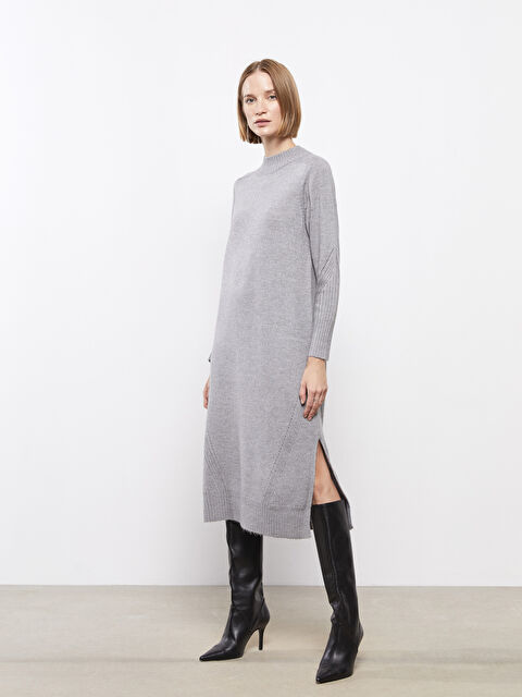 LCWAIKIKI Classic Rochie Tricotată cu Mânecă Lungă și Guler Rotund Simplă pentru Femei