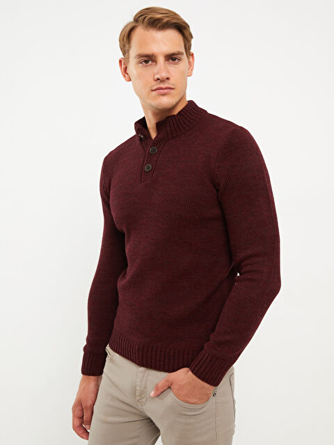 LCWAIKIKI Basic Свитер из трикотажа с длинным рукавом и воротником-трубой для мужчин - W27454Z8-EAZ